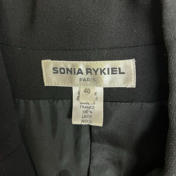 Vintage Sonia Rykiel Jacket Black With Belt‎ 15 SR Logo GOld Buttons Size 40 8 - Picture 7 of 9